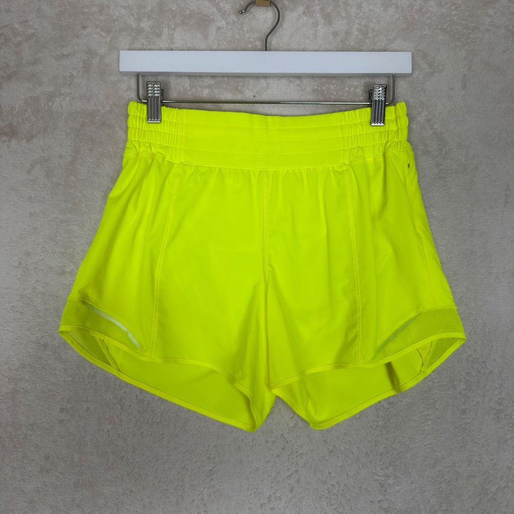 Lululemon Hotty Hot High-Rise Lined Short 4" Electric Lemon Yellow Size 8